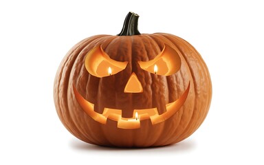 Halloween Jack O Lantern with Evil Eyes and Glowing Candle Light