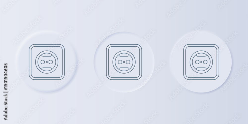 Poster grey electrical outlet icon isolated on grey background. power socket. rosette symbol. set icons in 