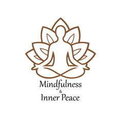Lotus Meditation Yoga Pose for Mindfulness and Inner Peace Logo Design