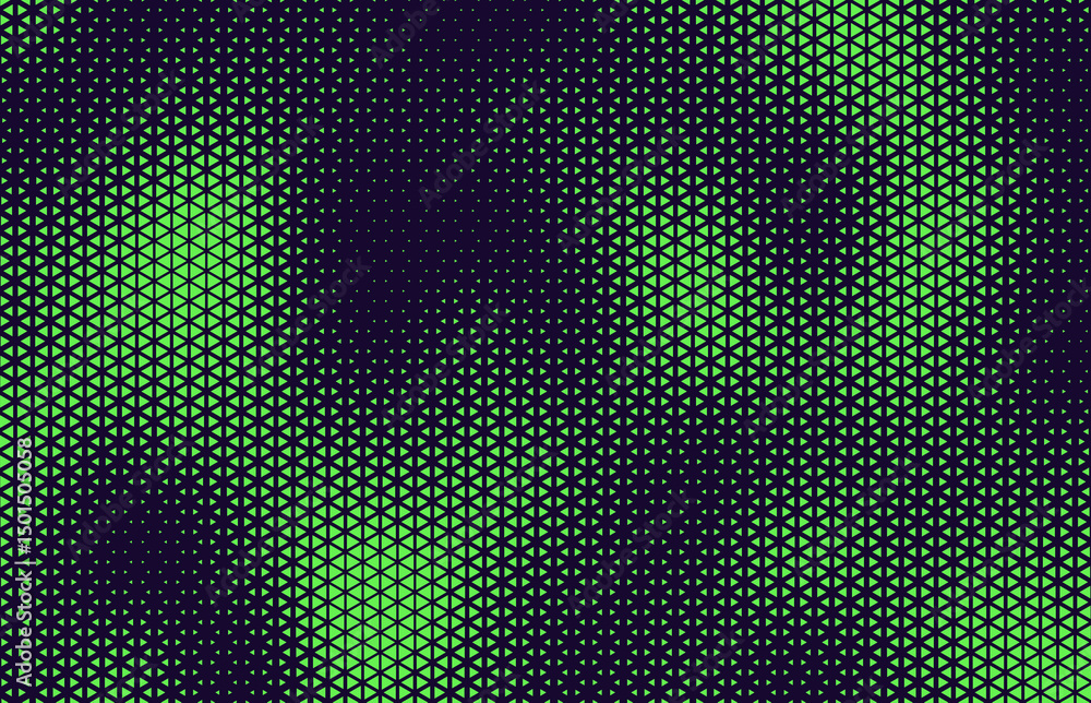 Leinwandbilder Abstract background with blue and green, triangle dots. Triangle halftone geometric background. Halftone triangular retro 80s pattern. Minimal style retro dynamic wallpaper.