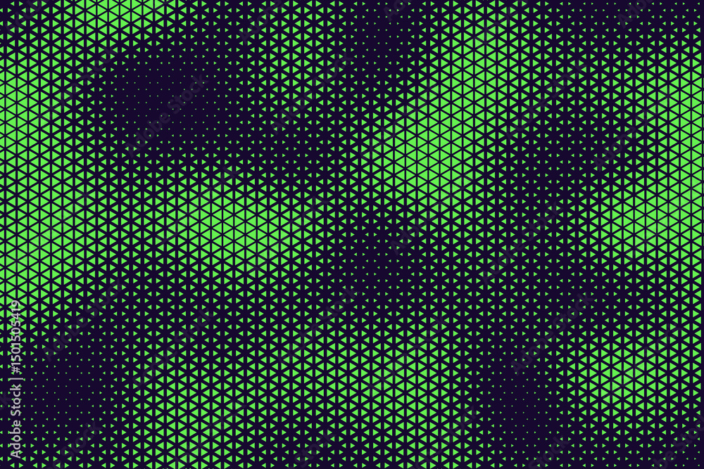 Fototapete Abstract background with blue and green, triangle dots. Triangle halftone geometric background. Halftone triangular retro 80s pattern. Minimal style retro dynamic wallpaper.