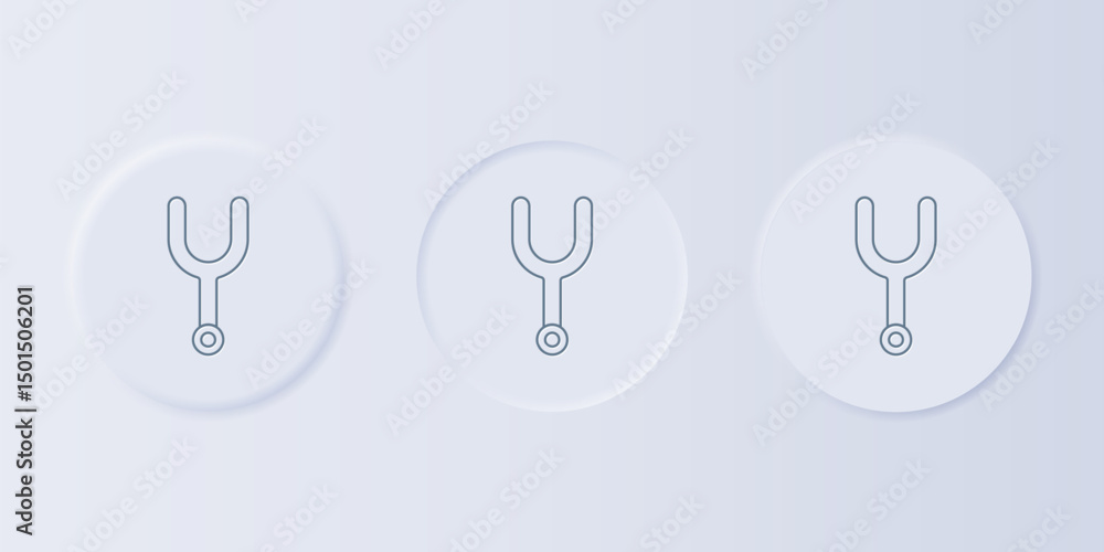 Poster grey musical tuning fork for tuning musical instruments icon isolated on grey background. set icons 
