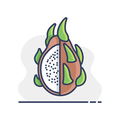 Dragon fruit, Pitaya or Pitahaya vector icon