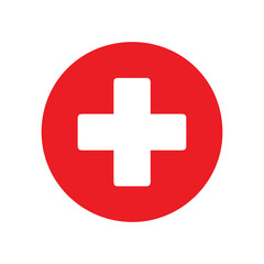Medical Cross Plus Icon, Flat Add Symbol for Healthcare and Social Media Use on White Background