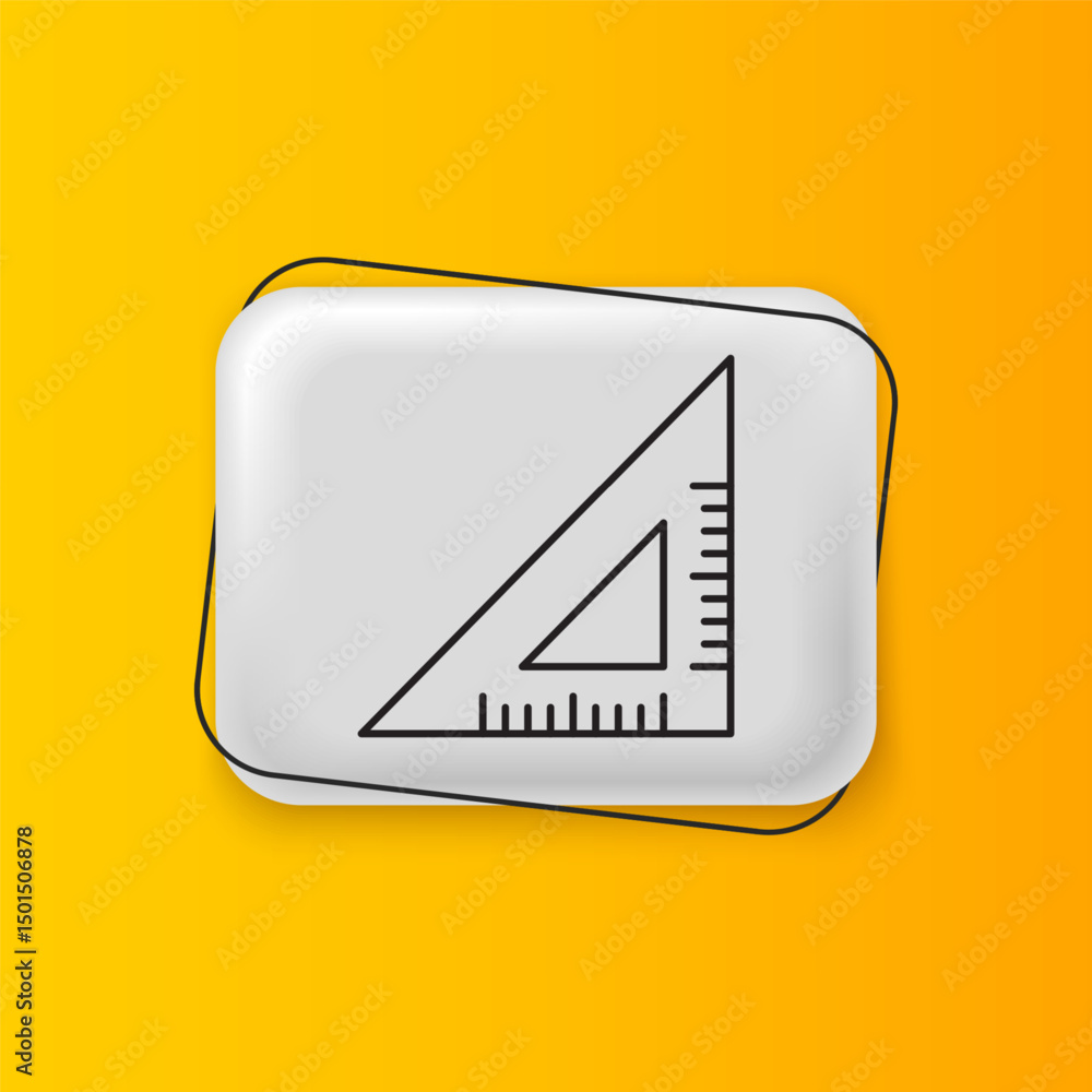 Poster black triangular ruler icon isolated on yellow background. straightedge symbol. geometric symbol. si