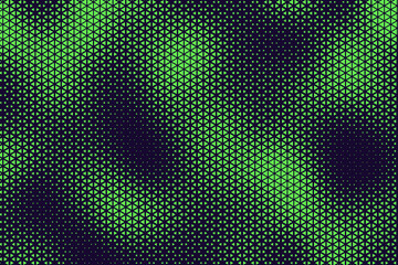 Obraz premium Abstract background with blue and green, triangle dots. Triangle halftone geometric background. Halftone triangular retro 80s pattern. Minimal style retro dynamic wallpaper.