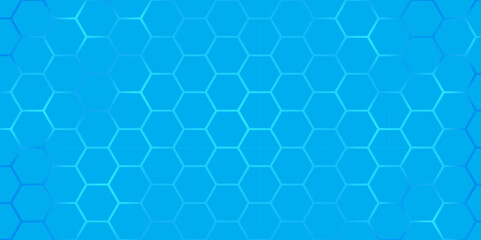 Abstract Blue Hexagon Pattern Background Vector. Abstract Hexagonal Grid Texture in Blue. Modern Blue Geometric Hexagon Background with light. 