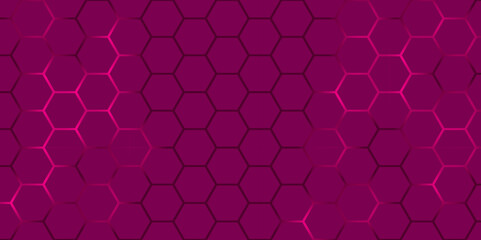 Abstract Futuristic Pink Hexagon Grid Background with light. Geometric Hexagonal Background in Pink Tones. Abstract Network Hexagons in Pink Color Scheme. 