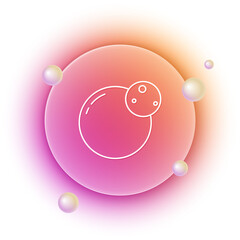 White Planet icon isolated on white background. Orange and pink gradient circle background. Vector