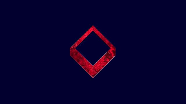 Glowing neon rectangle frame icon saber animation on blue background
