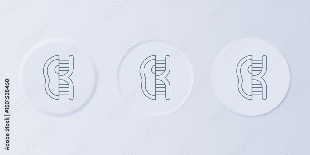 Poster grey genetically modified meat icon isolated on grey background. syringe being injected to meat. set