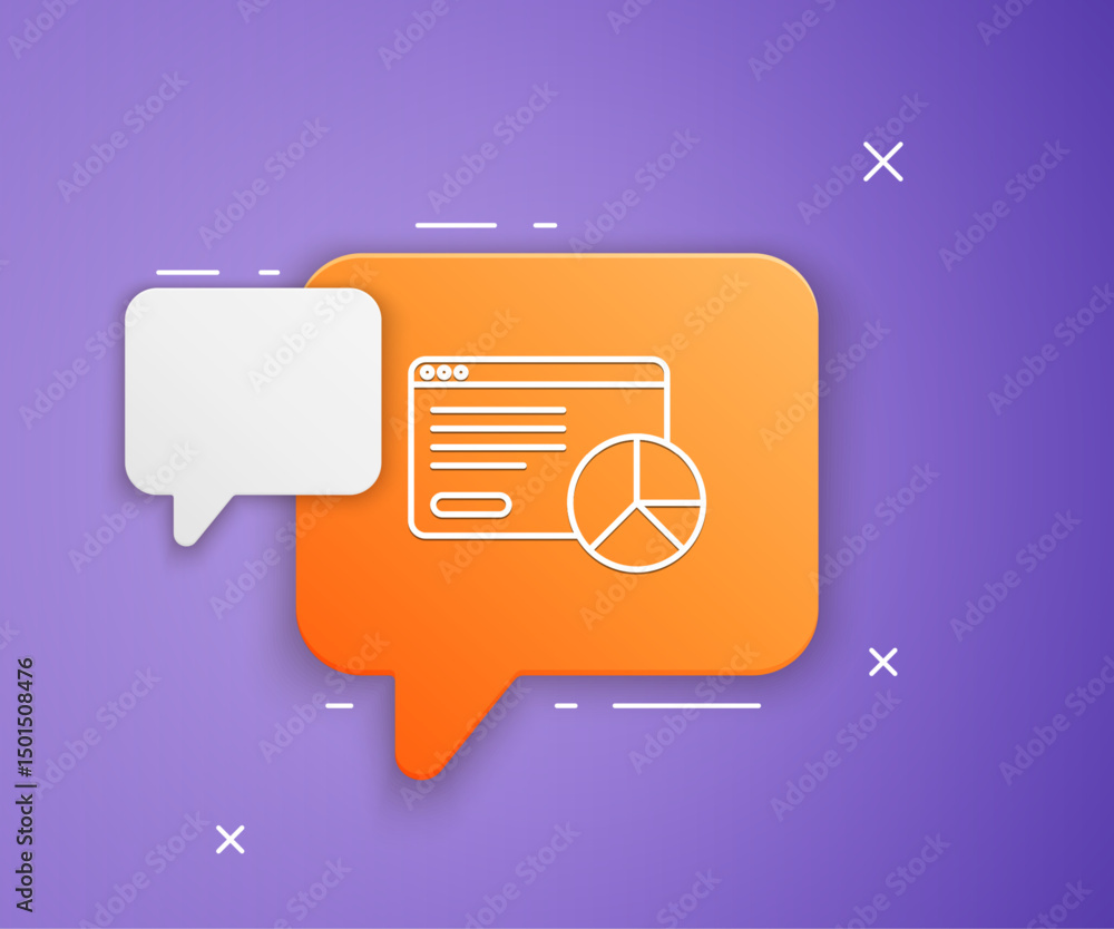 Poster white web analytics information and development website statistic icon isolated on purple background