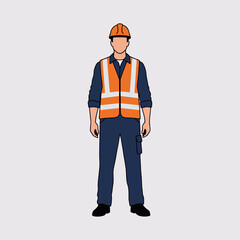 vector of a construction worker with his work clothes and tools for work