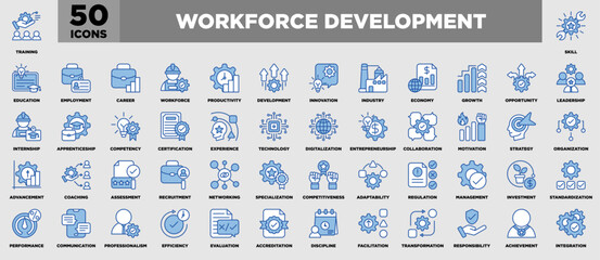 Workforce Development Iconset Blue White