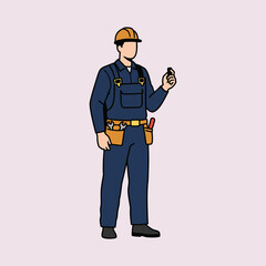 vector of a construction worker with his work clothes and tools for work