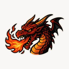 Fiery dragon illustration sticker.