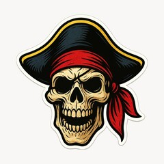 Pirate skull illustration sticker
