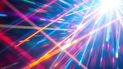 Abstract background with colorful lines and a bright light source illuminating the scene