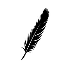 Obraz premium Minimalist black silhouette of a bristle feather on white background