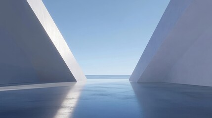 Modern Architectural Interior with Ocean View