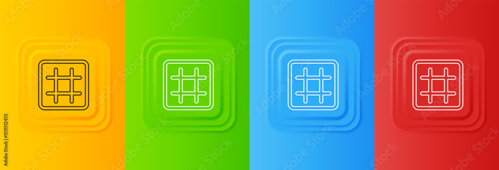 Aufkleber white waffle icon isolated on colorful background. set icons in square buttons. vector
