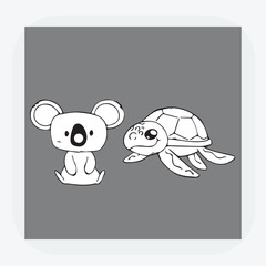 Fusion  entre Anime et Animal. black and white vector