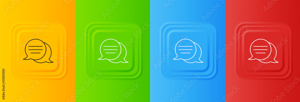 Poster white speech bubble chat icon isolated on colorful background. message icon. communication or commen