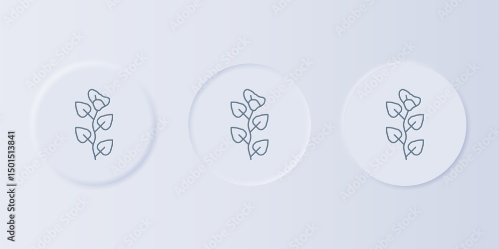 Poster grey ivy branch icon isolated on grey background. branch with leaves. set icons in square buttons. v