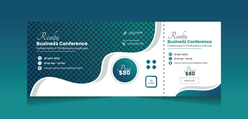 Real Estate Conference Ticket Template | Modern Business Event Pass