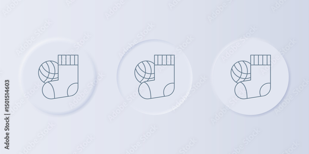 Poster grey socks icon isolated on grey background. set icons in square buttons. vector