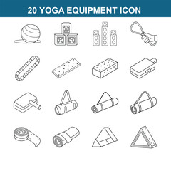 yoga equipment line art icon design on white background 