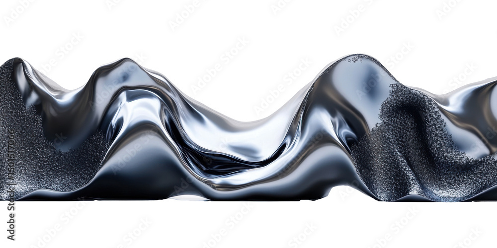 Poster abstract metallic sphere with light reflections on a transparent png image