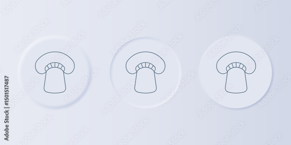 Poster grey mushroom icon isolated on grey background. set icons in square buttons. vector