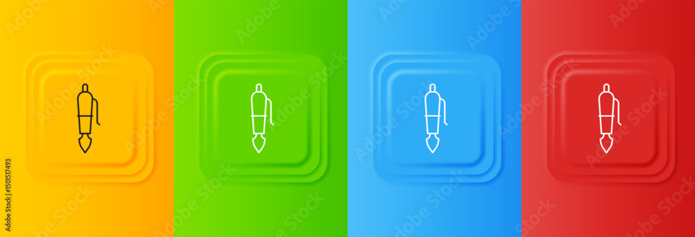 Aufkleber white fountain pen nib icon isolated on colorful background. pen tool sign. set icons in square butt