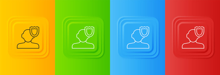 White Psychology icon isolated on colorful background. Psi symbol. Mental health concept, psychoanalysis analysis and psychotherapy. Set icons in square buttons. Vector