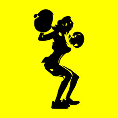 Powerful Woman Weightlifting Strong Fitness Exercise Silhouette Dumbbells Gym Sport Athletic Bodybuilding Strength Training