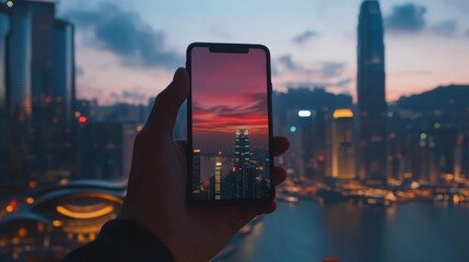 Capturing the City Skyline: A Sunset Photo on a Smartphone