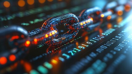 Vivid digital chain illustrating security and interconnectedness in blockchain systems