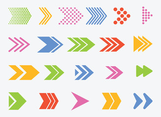 Colorful Arrow Vector Set – Flat and Gradient Shapes for Navigation, Motion Graphics, and Digital Design Projects