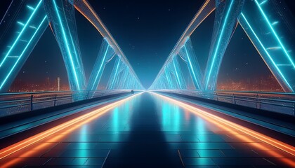 futuristic illuminated bridge at night
