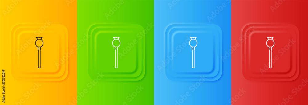 Poster white opium poppy icon isolated on colorful background. set icons in square buttons. vector