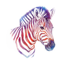 Fototapeta premium Rainbow Zebra Watercolor Art