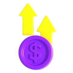 dollar increase up 3d icon illustration