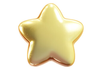 3D Star Emoji with Soft Shine and Smooth Rounded Points, Png