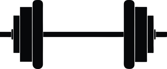 Barbell silhouette vector art, Barbell icon, Dumbbell silhouette vector illustration