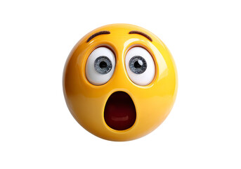 Fototapeta premium 3D Surprised Emoji with Wide Eyes and Open Mouth, Glossy Finish, Png