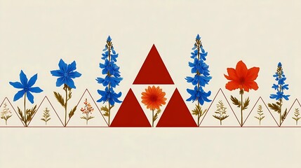 Summer Solstice: Seven traditional Nordic wildflowers arranged in geometric pattern