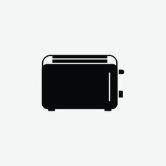 Minimalist Toaster Icon – Black Silhouette 2D Vector Illustration in Flat Design