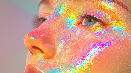 close up of a face of a young woman