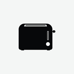 Minimalist Toaster Icon – Black Silhouette 2D Vector Illustration in Flat Design